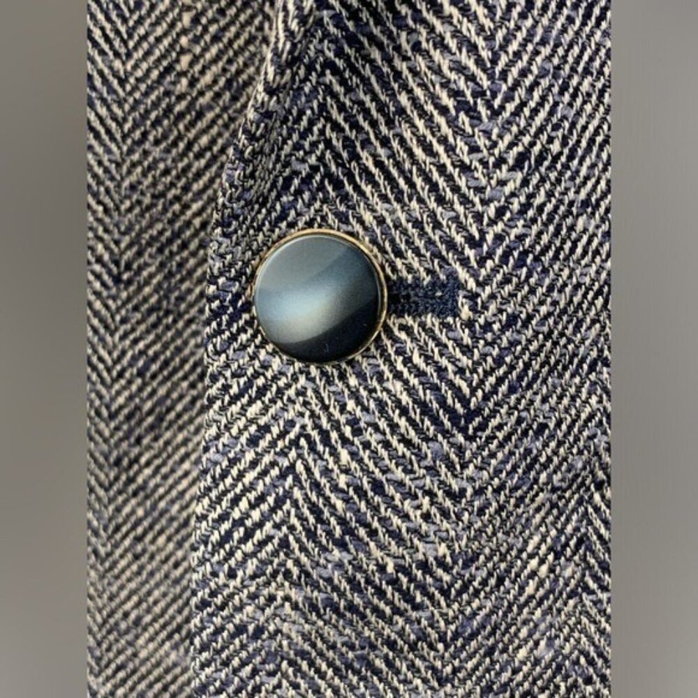Vintage Walter Pye's LeBaron Clothes Blazer Jacket Dark Blue Herringbone 43L EUC - Picture 8 of 14